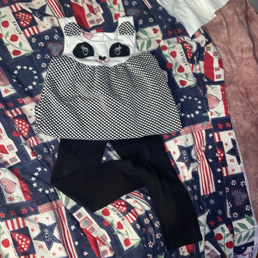 Girls size 4-5 panda black and red outfit